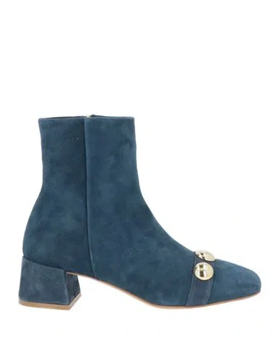 Cerruti 1881 Woman Ankle Boots Slate Blue Size 8 Goat Skin