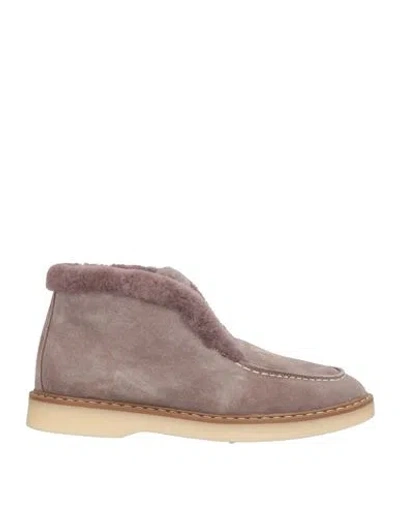 Cerruti 1881 Woman Ankle Boots Taupe Size 8 Leather In Gray
