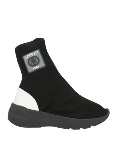Cerruti 1881 Woman Ankle Boots White Size 7 Textile Fibers, Leather In Black