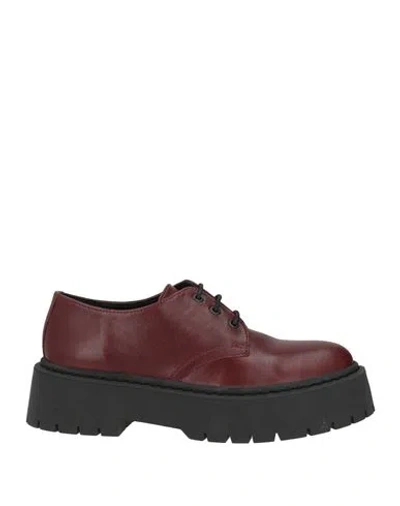 Cerruti 1881 Woman Lace-up Shoes Burgundy Size 8 Leather In Multi