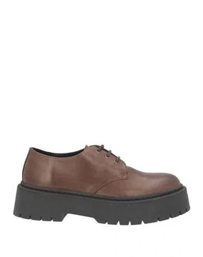 Cerruti 1881 Woman Lace-up Shoes Chocolate Brown Size 8 Leather In Multi