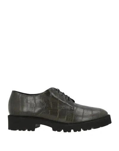 Cerruti 1881 Woman Lace-up Shoes Dark Green Size 8 Leather In Burgundy