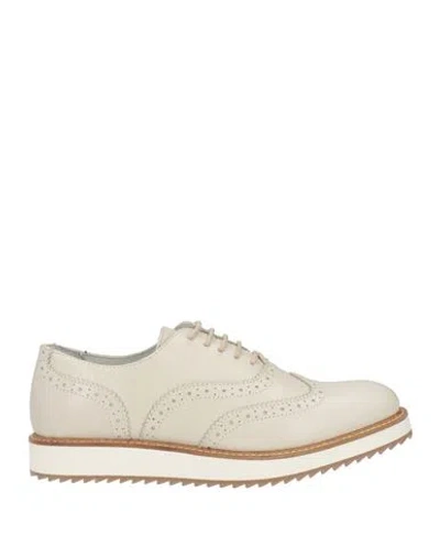 Cerruti 1881 Woman Lace-up Shoes Ivory Size 8 Calfskin In White