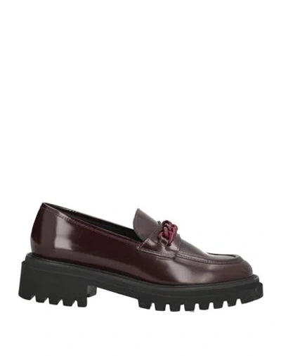 Cerruti 1881 Woman Loafers Burgundy Size 6 Leather In Red