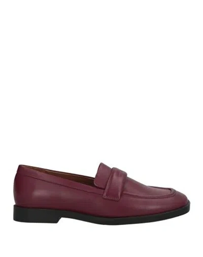 Cerruti 1881 Woman Loafers Burgundy Size 7 Calfskin In Red