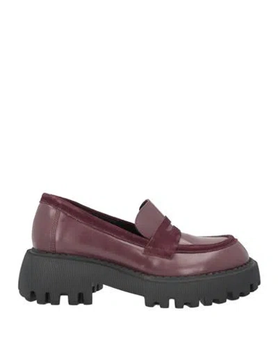 Cerruti 1881 Woman Loafers Burgundy Size 8 Calfskin In Red