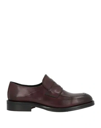Cerruti 1881 Woman Loafers Burgundy Size 8 Cow Leather In Red