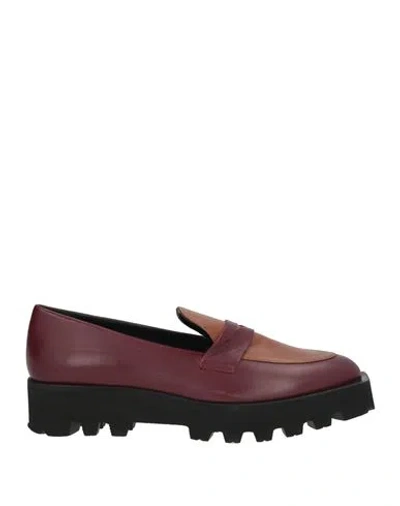 Cerruti 1881 Woman Loafers Burgundy Size 8 Sheepskin In Red