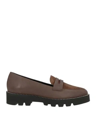Cerruti 1881 Woman Loafers Chocolate Brown Size 8 Cowhide, Goat Skin