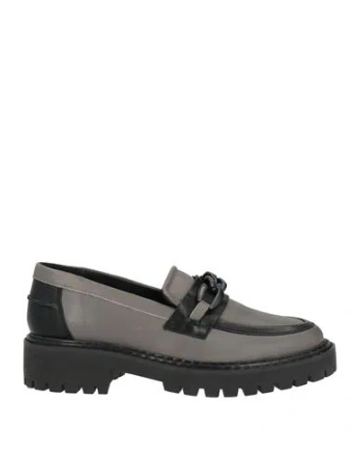 Cerruti 1881 Woman Loafers Grey Size 8 Cow Leather In Gray