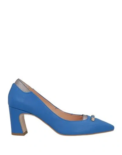 Cerruti 1881 Woman Pumps Blue Size 8 Goat Skin