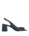Cerruti 1881 Woman Sandals Navy Size 8 Cow Leather In Blue