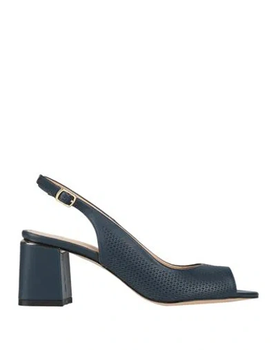 Cerruti 1881 Woman Sandals Navy Size 8 Cow Leather In Blue