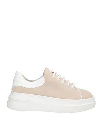 Cerruti 1881 Woman Sneakers Beige Size 8 Calfskin In Sand