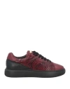 Cerruti 1881 Woman Sneakers Burgundy Size 7 Calfskin In Red