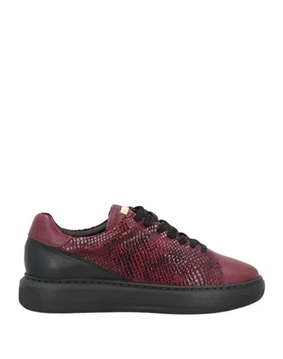 Cerruti 1881 Woman Sneakers Burgundy Size 7 Calfskin In Red