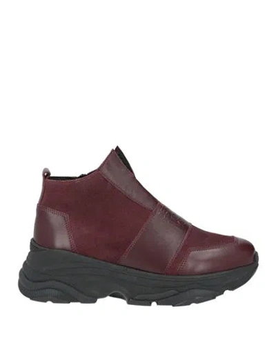Cerruti 1881 Woman Sneakers Burgundy Size 8 Bovine Leather