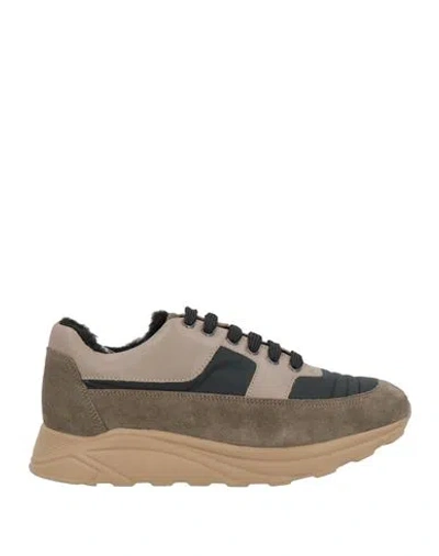 Cerruti 1881 Woman Sneakers Khaki Size 8 Calfskin, Textile Fibers In Sand