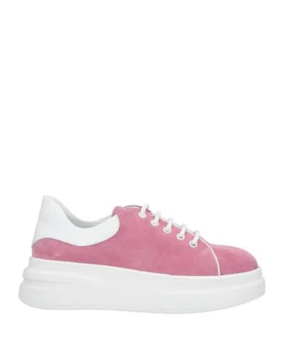 Cerruti 1881 Woman Sneakers Mauve Size 9 Calfskin In Purple