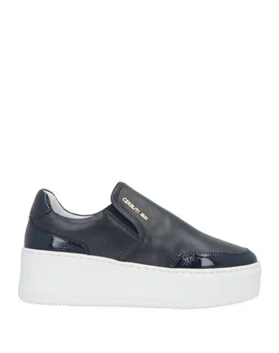 Cerruti 1881 Woman Sneakers Navy Size 8 Cow Leather In Blue