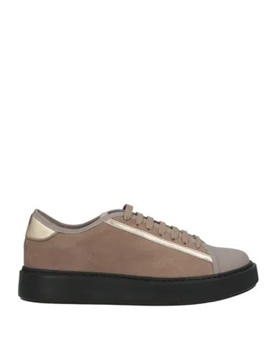 Cerruti 1881 Woman Sneakers Taupe Size 8 Cow Leather In Pink