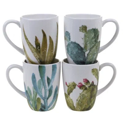 Certified International 4 Piece Coffee Mug Set In Blue;green;ivory