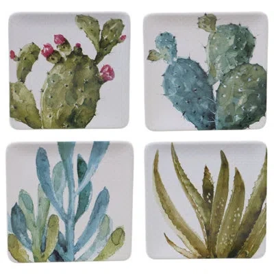 Certified International 4 Piece Dessert Plate Set In Blue;green;red