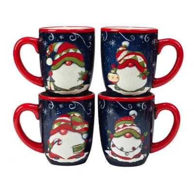 Certified International 4 Piece Holiday Magic Gnomes Mug Set In Multicolored