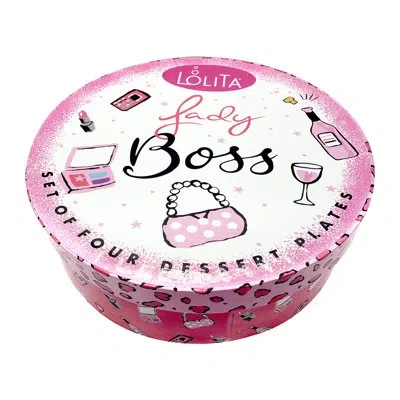 Certified International 4 Piece Lolita® Lady Boss Dessert Plate In Black;white;yellow;pink;orange