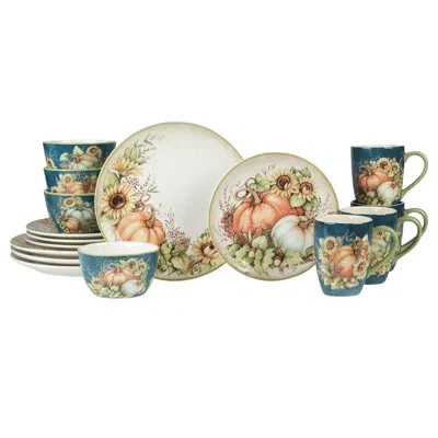 Certified International Autumn Breeze 16pc Dinnerware Set In Blue;brown;green;beige;yellow;orange