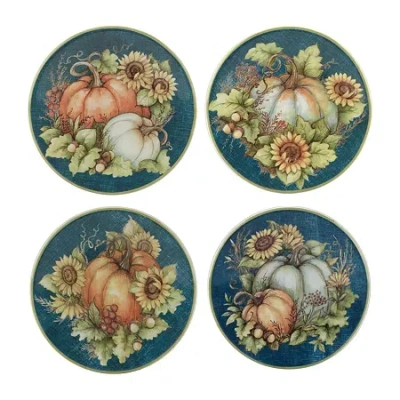 Certified International Autumn Breeze 4-pc. Earthenware Appetizer Plate In Green