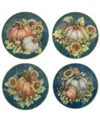 Certified International Autumn Breeze Set Of 4 Canape Plates In Micscellan