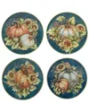 Certified International Autumn Breeze Set Of 4 Canape Plates