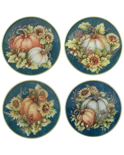 Certified International Autumn Breeze Set Of 4 Canape Plates In Micscellan