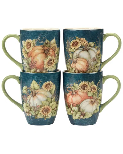 Certified International Autumn Breeze Set Of 4 Mugs In Blue
