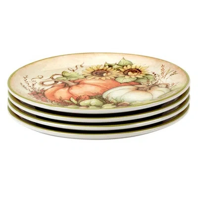 Certified International Autumn Breeze Set Of 4 Salad Plates In Brown;white;green;yellow;orange;multi