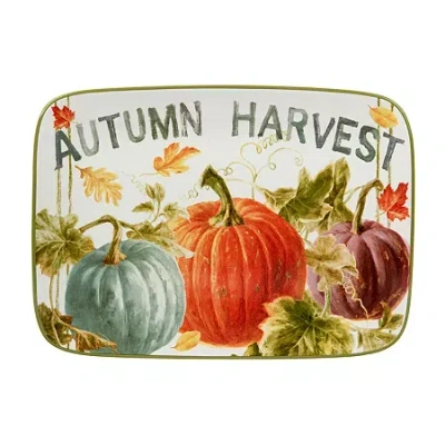 Certified International Autumn Harvest Earthenware Serving Platter In Multi