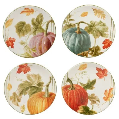 Certified International Autumn Harvest Set Of 4 Dessert Plate In Multicolored