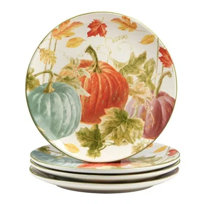 Certified International Autumn Harvest Set Of 4 Dinner Plate In Multicolored