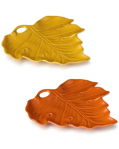 Certified International Autumn Meadows 2pc Leaf Platters In Multi