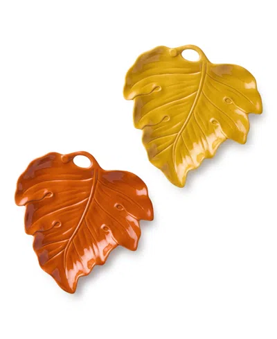 Certified International Autumn Meadows Leaf Platters, Set Of 2 In Multi
