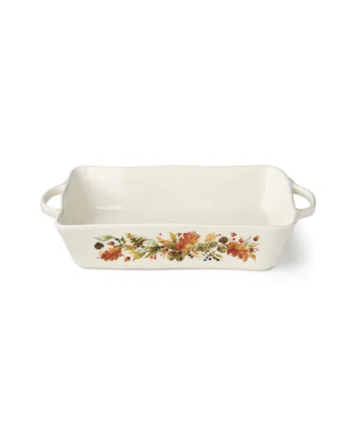 Certified International Autumn Meadows Medium Rectangular Baker In White