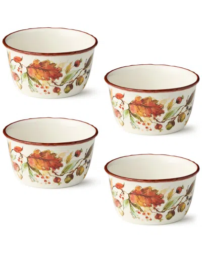 Certified International Autumn Meadows Set Of 4 Ice Cream Bowls In White