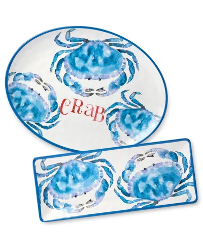 CERTIFIED INTERNATIONAL BEACH HOUSE CRAB MELAMINE PLATTERS, SET OF 2