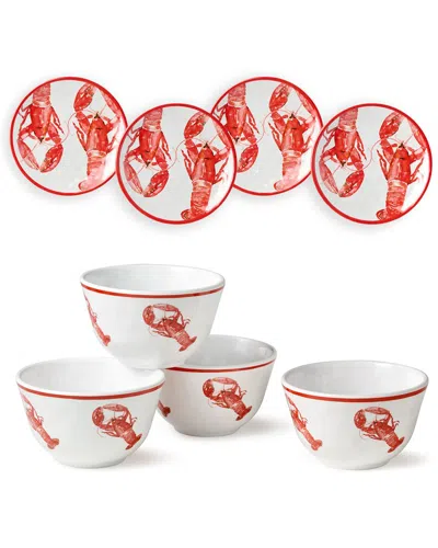 Certified International Beach House Lobster 8pc Canape Plate & Dip Bowl Set In Multi