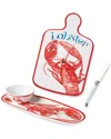 Certified International Beach House Lobster Cheese Plate & Oval Tray With Dip Bowl Set