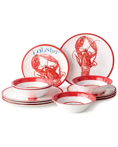 Certified International Beach House Lobster Melamine 12pc Dinnerware Set