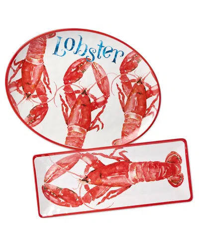 Certified International Beach House Lobster Melamine 2pc Platter Set In Red