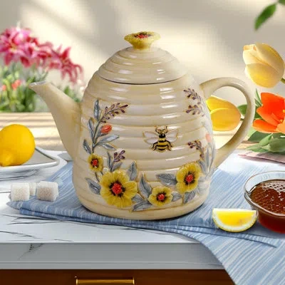 Certified International Bee Sweet 3-d Beehive Teapot In Yellow