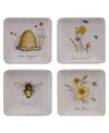 Certified International Bee Sweet 4-pc. Salad Plates Asst. In White,yellow,black